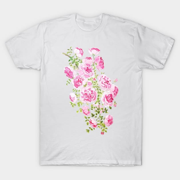 abstract pink rose ink and  watercolor T-Shirt by colorandcolor